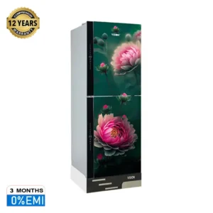 VISION Glass Door Refrigerator RE-305 Liter Pink Daisy Top Mount
